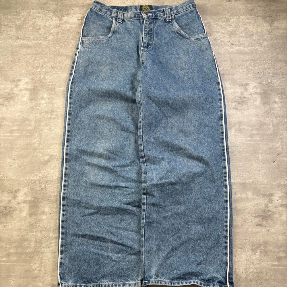 Paris Blues Jeans Women 13 Blue Excellent Baggy Skater White Stripe Vintage